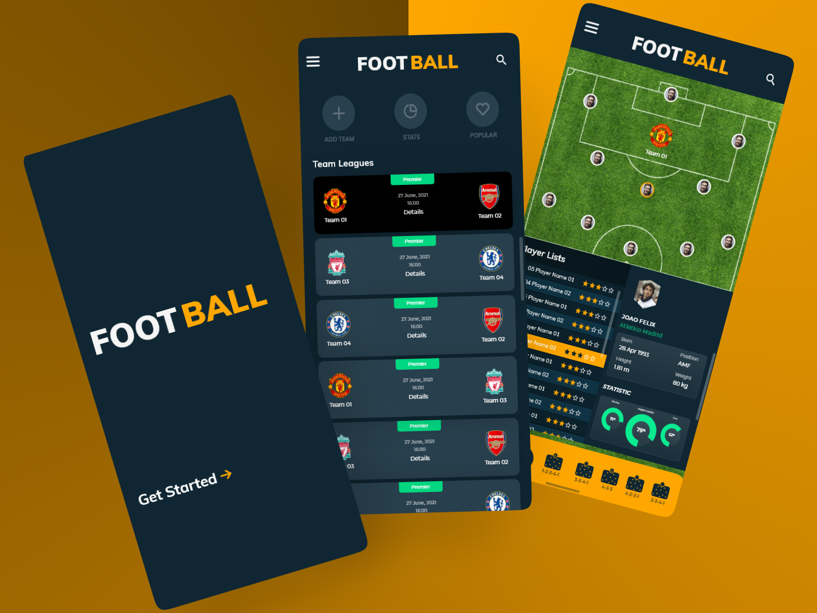 Football App — Match Stats & Team Management Mobile UI project preview